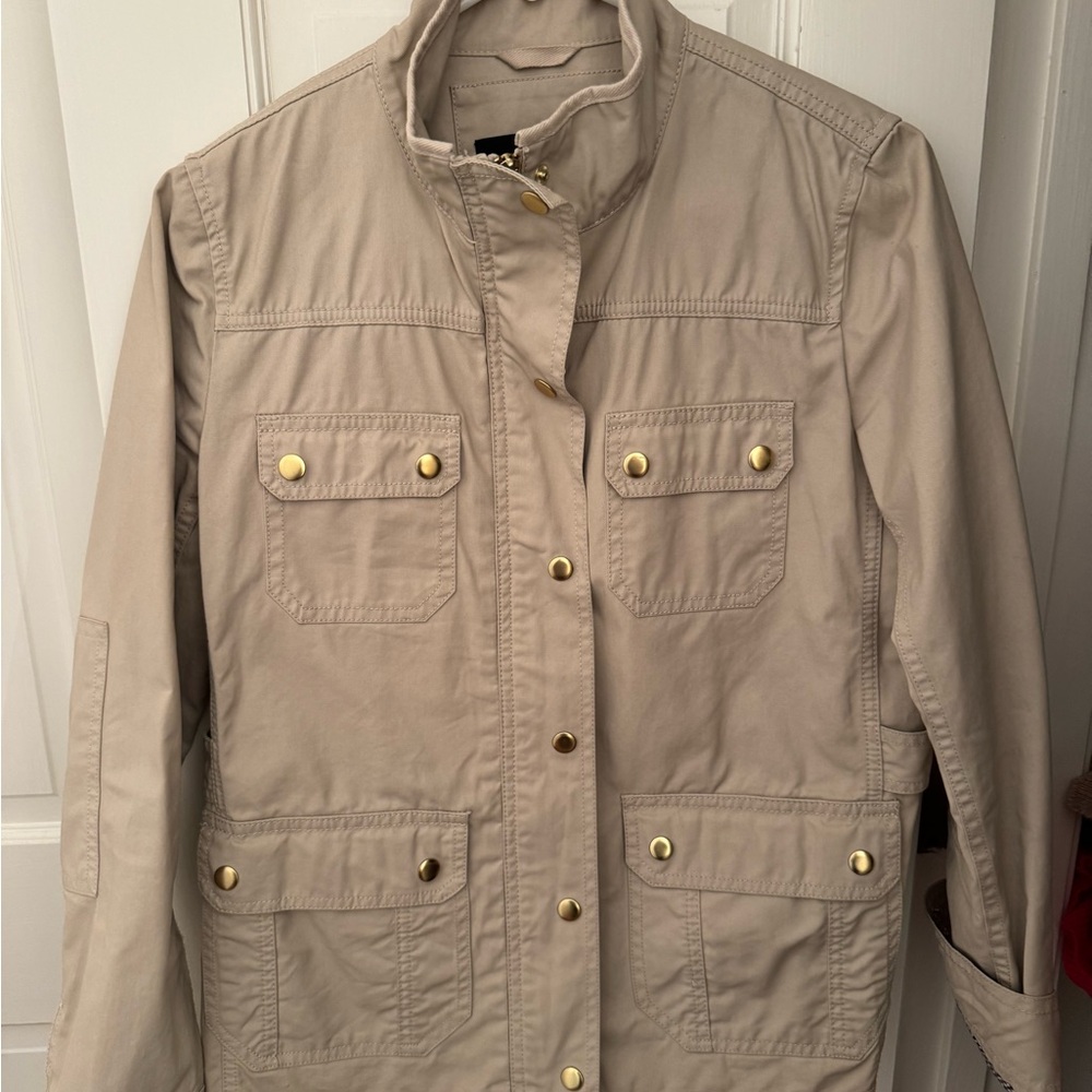 J. Crew Beige Utility Jacket with Gold Buttons